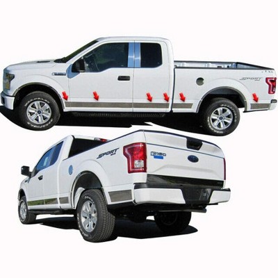 QAA is Compatible with 2015-2020 Ford F-150 12 Piece Stainless Rocker Panel Trim, Upper Kit, 4.5" Width TH55300