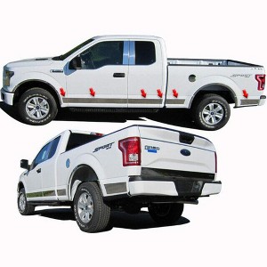 QAA is Compatible with 2015-2020 Ford F-150 12 Piece Stainless Rocker Panel Trim, Upper Kit, 4.5" Width TH55300 - 1 of 4