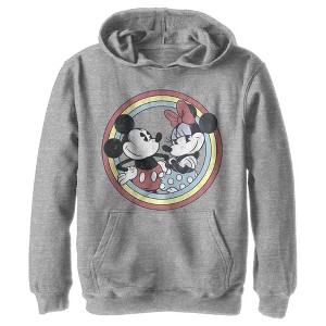 Boy's Disney Mickey and Minne Retro Circle Pull Over Hoodie - 1 of 4