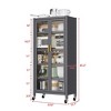 5 Tier Kitchen Pantry Cabinet with Wheels, Mobile Microwave Stand , Freestanding Kitchen Bakers Rack for Dining Room Office Laundry Room - 3 of 4