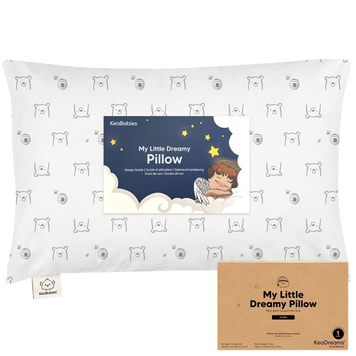 KeaBabies Jumbo Toddler Pillow with Pillowcase, 14X20 Soft Organic Toddler Pillows for Sleeping, Kids Travel Pillow - thumbnail 10