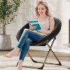 Comfy Oversized Saucer Chair, Soft Plush Fabric Reading Lounger for Adults, Stable X-Large Metal Frame Foldable Accent Lazy Chair - 3 of 4