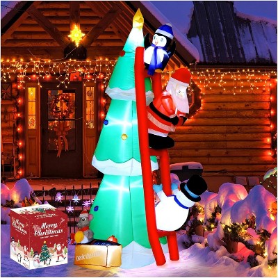 7FT Inflatable Christmas Tree,Inflatable Outdoor Holiday Yard Decorations,Lighted Christmas Decor,Christmas Blow Up Yard Decorations for Garden Lawn