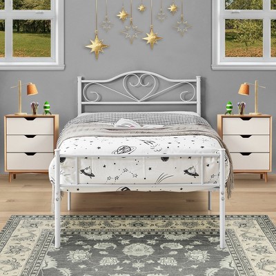 VECELO Metal Platform Mattress Foundation, Decorative Headboard & Footboard with Heavy Duty Support