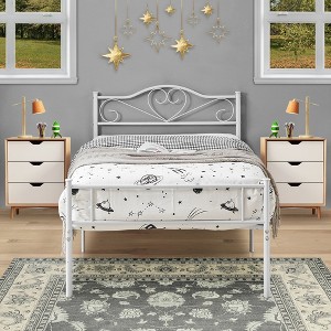 VECELO Metal Platform Mattress Foundation, Decorative Headboard & Footboard with Heavy Duty Support - 1 of 4