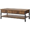 TackView 41 Inch Rustic Coffee Table with 2 Drawers - Industrial Wood & Metal Design with Storage Shelf ,Retro color - 2 of 4