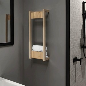 INFURNIC Decorative Wall Shelf Wall Mounted Towel Rack with Integrated Shelf for Storing Towels and Accessories, Beige, 5.9"*12.2"*31.5" - 1 of 4