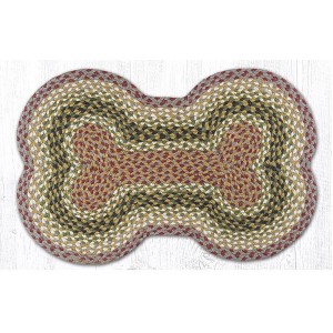 Earth Rugs Braided Cotton Dog Bone Stair Tread – Rustic Pet Mat 18"x28" Olive Burgundy Gray - 1 of 3