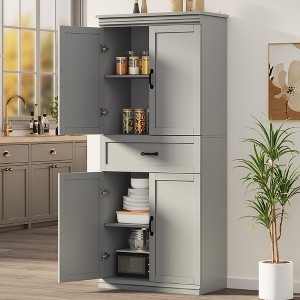 Pantry Cabinet,70" Tall Kitchen Pantry Cabinets with 2 Doors and 3 Adjustable Shelves, Freestanding Cupboard, Modern Storage Cabinet - 1 of 4