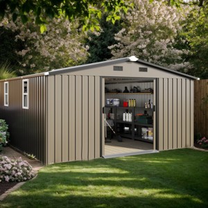 10x12FT Metal Storage Shed, Outdoor Garden Storage Shed with Daylight Windows, Multifunctional Tool Shed for Backyard-Cuddlewood - 1 of 4