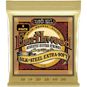 Ernie Ball Earthwood Silk and Steel Extra Soft 80/20 Bronze Acoustic Guitar Strings 3 Pack 10 - 50 - 1 of 2