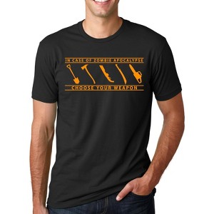 In Case of Zombie  Choose Your Weapon Funny Halloween T-Shirt - Crazy Dog Men's T Shirt - 1 of 4
