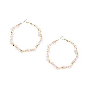 SOHI Women's Gold Twist Hoop Earrings - 1 of 3