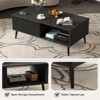 Garvee Fluted Coffee Table with Storage, Mid Century Dining Table with Sliding Door Panel and Wood Legs, Small Coffee Tables for Living Room - 4 of 4