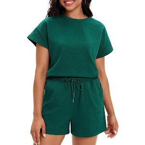 ATHLECHIC Women's Summer Outfits Short Sleeve Tops and Short Pants Sweatsuit Set 2 Pcs - 1 of 4