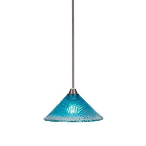 Toltec Lighting Paramount 1 - Light Pendant in  Brushed Nickel with 12" Teal Crystal Shade - 1 of 1
