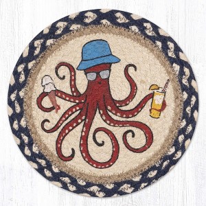 Earth Rugs Octopus Garden Printed Round Trivet – 10" Coastal Kitchen Accent - 1 of 3