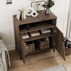 Oblique Door Sideboard, Modern Wooden Buffet Sideboard with Adjustable Shelves for Kitchen, Dining, Living Room - 4 of 4