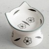 Dexypaws: Elevated Ceramic Cat Bowl, Floral White & Black, 7oz, Pet Feeding Dish - 4 of 4