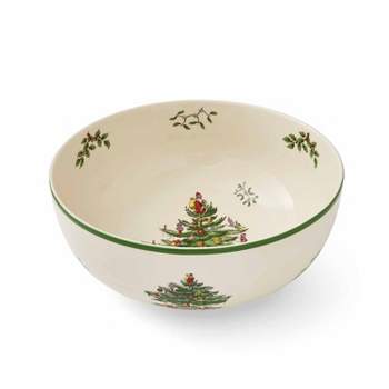 Spode Christmas Tree 9 Inch Serving Bowl for Serving Pasta, Salad, Fruit and Side Dishes, Made of Earthenware