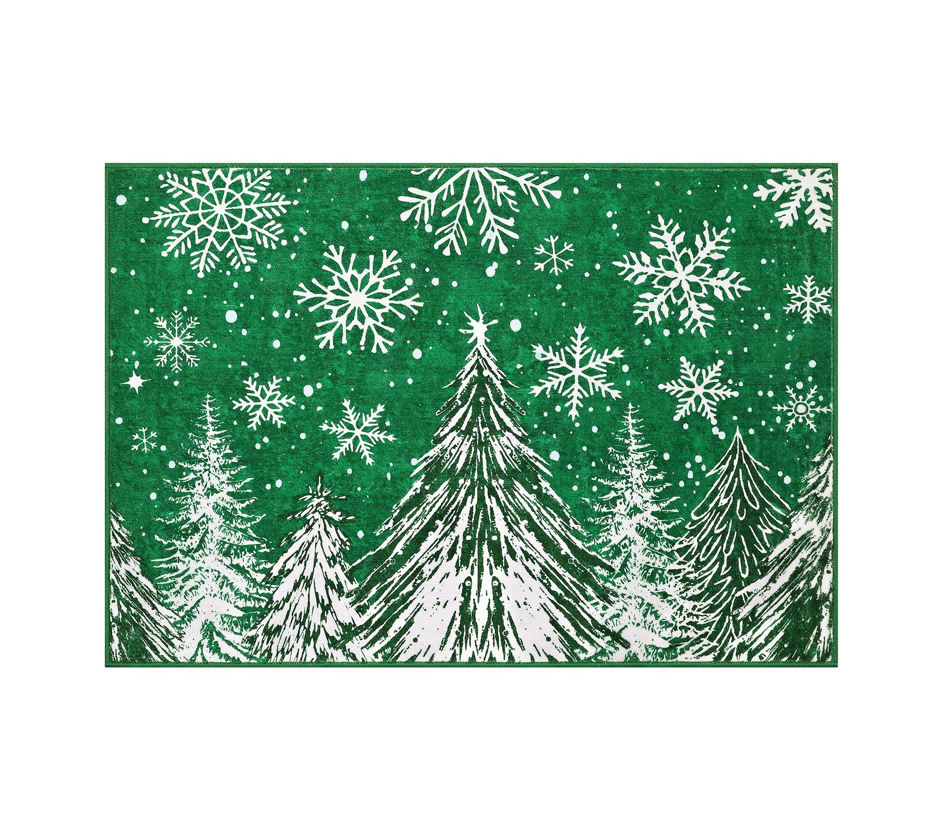 Christmas Area Runner Rugs, Snowflakes Pine Tree Throw Carpet for Living Room Bedroom Kitchen Dining Room Nursery Office Hallway Entryway Decorations