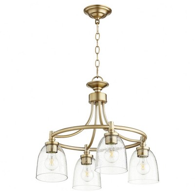 Quorum Lighting Rossington 4-Light Nook Pendant, Aged Brass, 21W x 18H, Dry Rated
