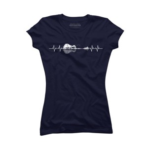 Junior's Design By Humans Nature Guitar Heart Beat By Maryedenoa T-Shirt - 1 of 2