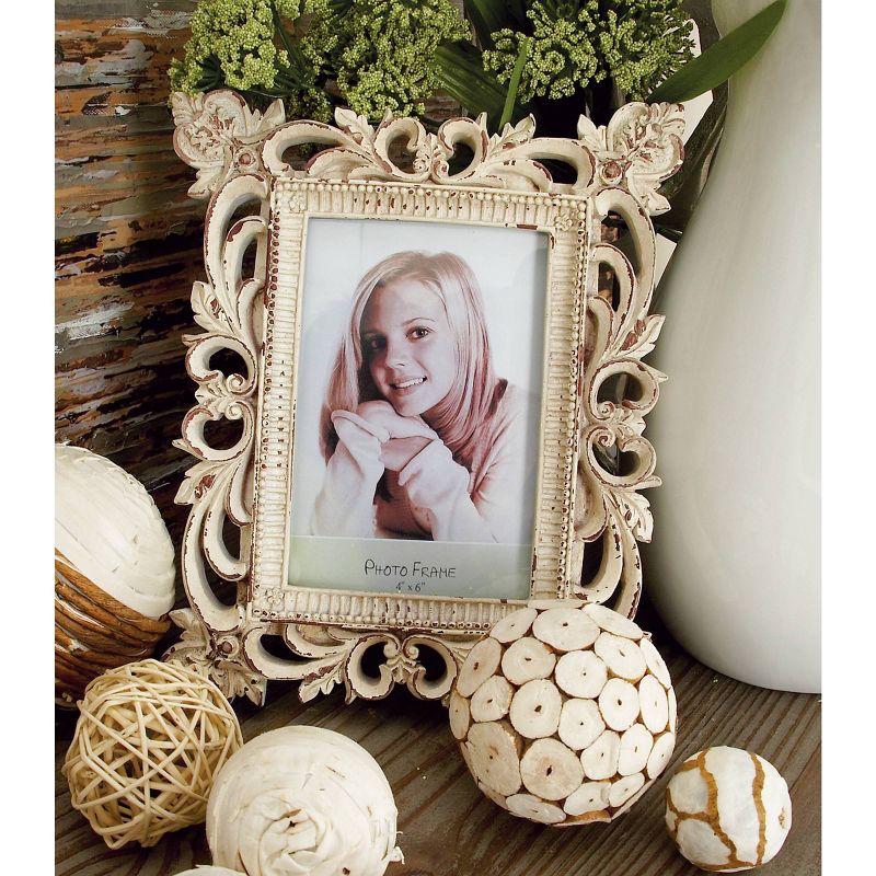 Set of 3 Polystone Scroll Handmade Intricate Carved 1 Slot Photo Frames - Olivia & May, 2 of 17