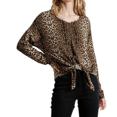 Women's Tie Front Leopard Top - umgee
