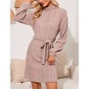 Women Mock Turtleneck Long Lantern Sleeve Self Tie Rib-Knit Dress Casual Loose Winter Pullover Sweater Dresses - 4 of 4