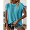 Womens Summer Cap Sleeve Tops Trendy Casual Crew Neck Knit Lightweight Sweater Pullover Top - 4 of 4