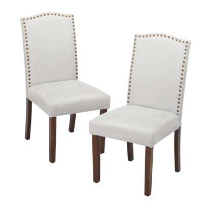 GlasFlength Modern Armless Seating Sets with Upholstered Fabric, Nailhead Trim and Wood Legs, for Kitchen or Dining, Gray, 14.17"*16.14"*36.61"