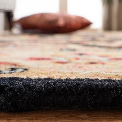 Handmade Black and Gold Wool Traditional Area Rug