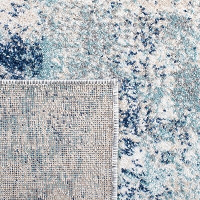 Blue Abstract Stain-Resistant Synthetic Area Rug 24" x 8"