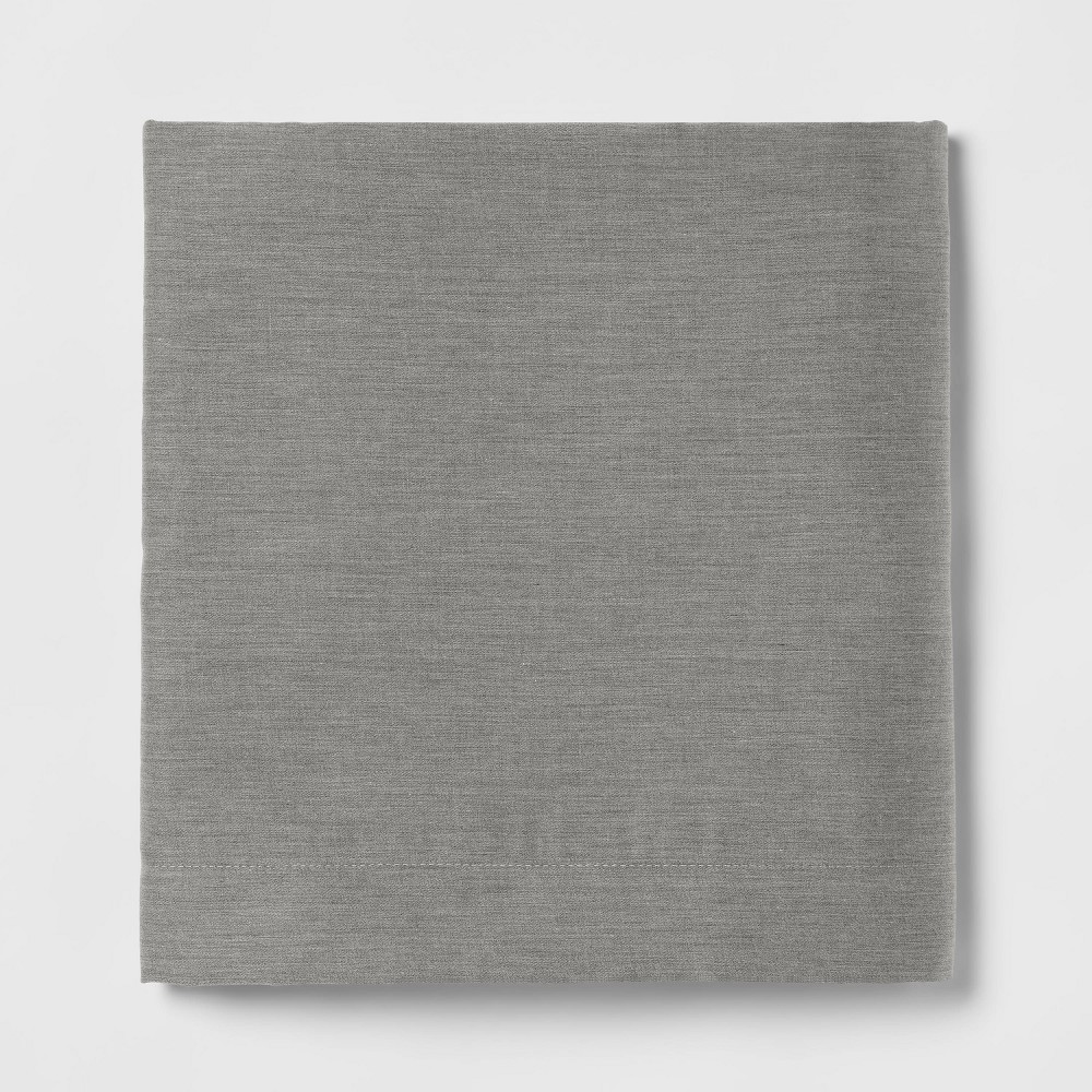 Photos - Bed Linen Queen Cotton Blend Sateen Flat Sheet Gray - Room Essentials™