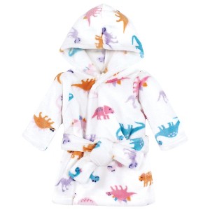 Hudson Baby Unisex Baby Plush Animal Face Bathrobe, Girl Dinosaur, 0-9 Months - 1 of 2