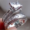 Trynity Wedding Ring Set for Women CZ Engagement Ring Matching Bridal Band Ginger Lyne Collection - 2 of 4