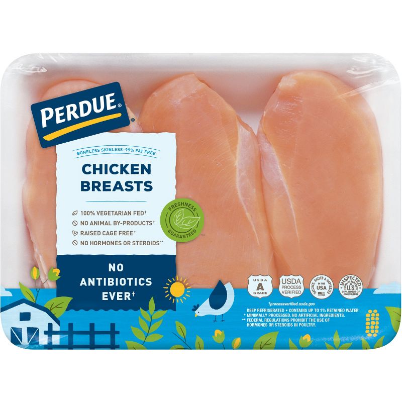 Perdue Boneless &#38; Skinless Antibiotic Free Chicken Breast - 1.3-2.4 lbs - price per lb, 1 of 8