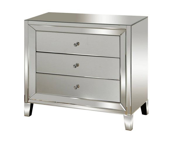 3 Drawer Mirrored Chest Silver - Stylecraft