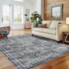 Washable Area Rug Retro Chic Medallion Distressed Design Living Room - 3 of 4
