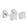 Haus of Brilliance Silver Princess Cut Diamond Square Stud Earrings - 4 of 4