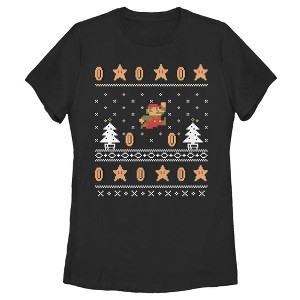 Women's Nintendo Ugly Christmas Mario Coin T-Shirt - 1 of 3