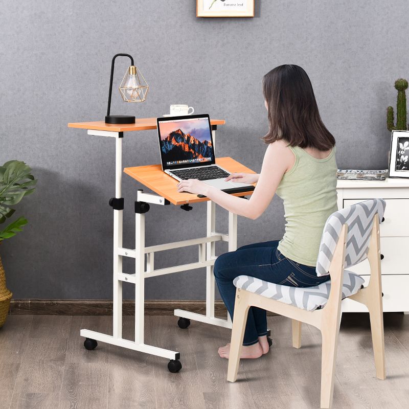 Costway Mobile Standing Desk Height Adjustable Sit Stand Workstation Stand Up Desk 2in1, 4 of 11