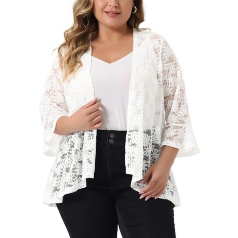 Women's plus clearance size sheer cardigan