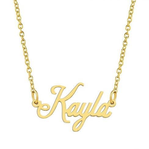 Kisper 18k Gold Plated Stainless Steel Personalized Name Pendant ...