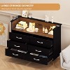 6-Drawer Dresser with Built-In Power Outlet & LED Lighting, Modern Chest with 2-Tier Open Shelves, Versatile Storage Cabinet for Bedroom, Living Room - 3 of 4