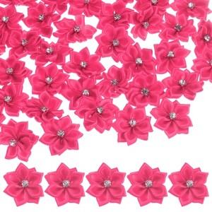 Unique Bargains Artificial Satin Durable Flexible Decorative Mini Ribbon Flowers with Rhinestones 1.2 Inch 200 Pcs - 1 of 4