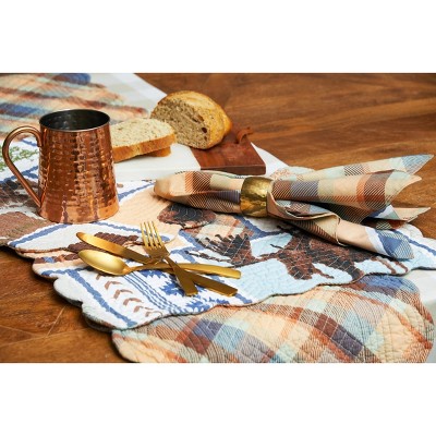 Rustic Quilted Cotton Placemat Set with Nature Motifs