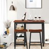 Costway 3-Piece Counter Height Dining Table Set w/2 Saddle Stools&Storage Shelves Walnut - 2 of 4