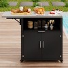 Outdoor Kitchen Island Cart with Expandable Fold-Out Tabletop, Storage Cabinet, Pull-Out Drawer Lockable Wheels for Patio or BBQ Space-The Pop Home - 3 of 4